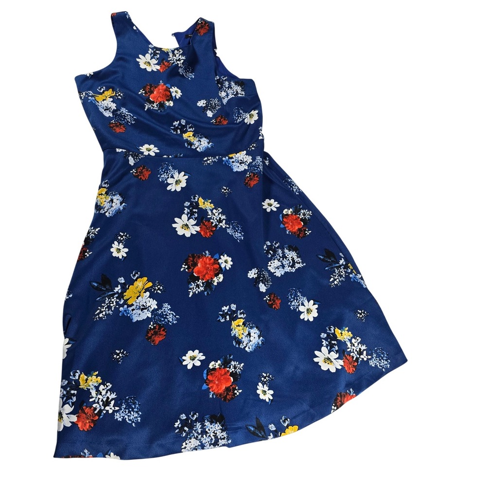 Banana Republic Women Blue Floral Fit and Flare Halter Dress 457884-00-1 Size 6